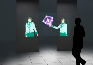 人気キャラとの空中合体も可能か!? 何もない空中に映像を投影する「空中ディスプレイ」