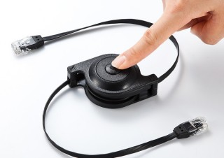 自動巻き取り式でカテゴリー6に対応するLANケーブルをサンワサプライが発売