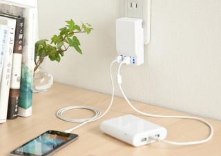 サンワ、出力自動判別機能を搭載した4ポートUSB充電器を発売