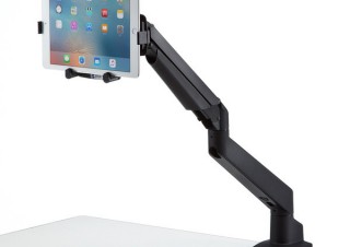 サンワサプライ、0.5〜5kgまでの耐荷重でタブレットホルダーを取り付けられる多関節アームを発売