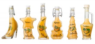 バイオリンや靴など特殊な形の限定デザインボトルでリキュール酒「夕張育ちのメロンチェロ」が登場