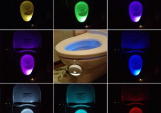 上海問屋、トイレをカラフルに演出するモーションセンサーLEDライトを発売