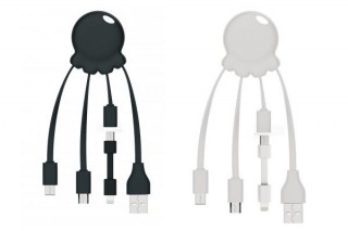 タコのようなデザインでType-CとLightningとmicroUSBに対応するマルチ充電ケーブル「Octopus」
