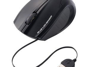 サンワダイレクト、変換アダプタ付きでAndroidでも使えるケーブル巻き取り式の小型マウスを発売