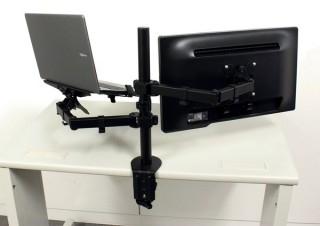 上海問屋、液晶ディスプレイとノートPCを同時に設置できるデュアルアームを発売