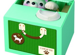 シャイン、硬貨を置いて声を掛けると犬が出てくる貯金箱「おへんじBANK こいぬ」を発売