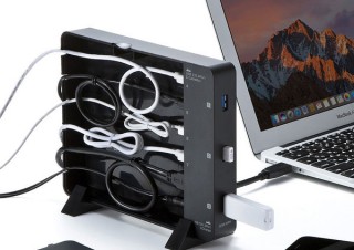 サンワサプライ、ケーブル収納BOXを一体化させた配線スッキリの7ポートUSBハブを発売