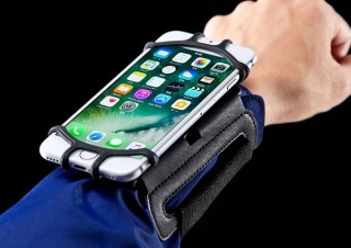 サンワサプライ、180度回転で縦・横対応のスマートフォンリストバンド「PDA-ARM6BK」