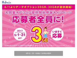 IIJmio、20GB/30GBのデータ量を追加できる「データオプション」を提供開始
