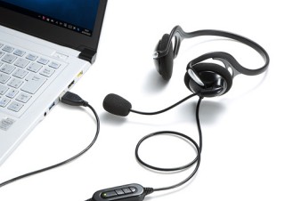 サンワ、ネックバンドタイプのUSBヘッドセットを発売