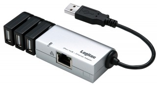 回転式USBハブ搭載のLANアダプタ