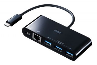 サンワ、1台で有線LAN接続もできるようになるType-Cポート接続用のUSBハブを発売