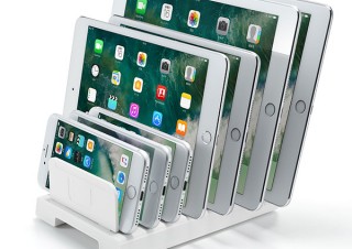 サンワ、タブレットやスマホを7台まですっきり収納できるスタンド「PDA-STN20W」を発売