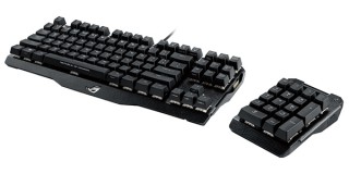 ASUS、脱着式テンキーを左右どちらにつないでも使えるキーボード「ROG Claymore」を発売