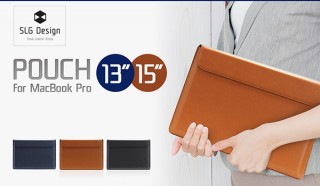 ロア、一枚裁ちの合成皮革を用いたSLG Design製のMacBook Pro用ポーチを発売