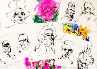 まるで鉛筆で描いたように刺繍で表現した作品を紹介するMU氏の個展「糸で描く」