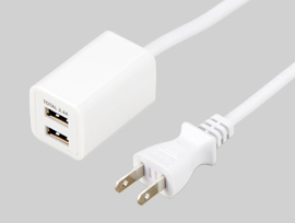 ヤザワコーポレーション、USBポートにコードが付いたコンパクトな充電器を発売