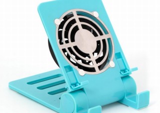 熱くなったスマホ・タブレットを放熱させる「冷却ファン付きスタンド」、上海問屋から
