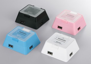 バッファローコクヨ、ピラミッド型デザインのUSBハブ付きカードリーダー