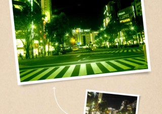 蛍光灯の緑を強調することで、神秘的な夜の街を表現する - ともかくカッコイイ写真に仕上げたい！