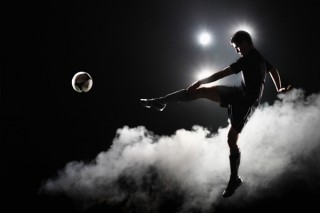 写真を差し替えながらサッカーW杯の模様を紹介している「2018FIFAワールドカップロシア 速報写真展」