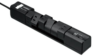 プリンストン、差込口が回転する6個口＋USB充電ポート2基の電源タップを発売