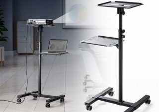 サンワサプライ、プロジェクターとノートPC 2台を同時設置できる「スタンド」発売