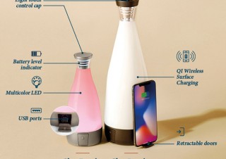 LEDライトが美しいボトル型ワイヤレス充電器「Gloo」