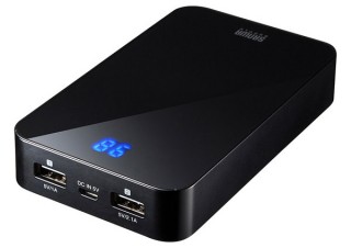 サンワサプライ、電池残量を1％刻みのデジタル数字で表示できる大容量モバイルバッテリーを発売