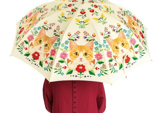 フェリシモ猫部、雨の日でも気分が晴れる「まるで万華鏡 茶白猫さんとお花のアンブレラ」を発売