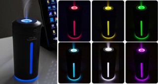 車のドリンクホルダーにちょうどいい！ 7色にグラデーションするUSB加湿器が登場