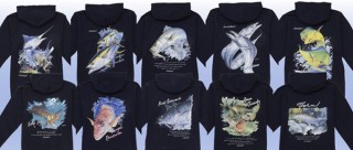 フィッシュオンカラット、タチウオやアカメなど美しい魚をデザインしたパーカー販売開始