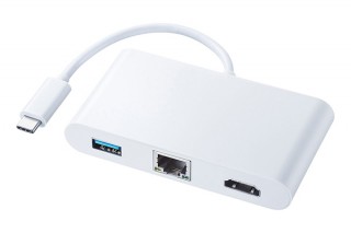 サンワサプライ、Type-Cから映像・有線LAN・USBの3種コネクタに変換するアダプタを発売