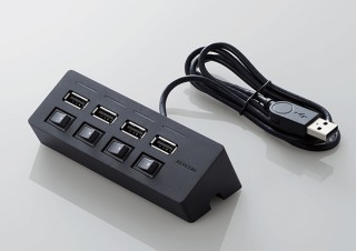 エレコム、個別スイッチでデバイスの電源をこまめにON/OFFできる4ポートUSBハブを発売