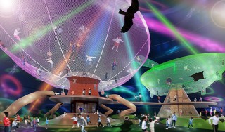 光と音の演出で“森の生きものたちのすみか”を体感できる屋内ネットアスレチックが登場