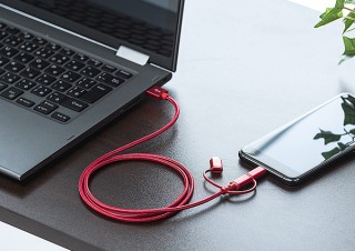 サンワサプライ、Lightning・microUSB・Type-C対応3in1ケーブル発売