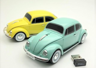 フェイス、爽やかなブルーのVWオールドビートル型無線マウスを発売