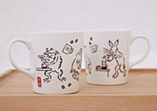 タリーズ、うさぎやカエルがコーヒータイムを楽しむ「鳥獣戯画」シリーズの新アイテム