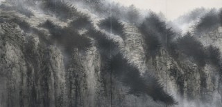 2020年に高野山金剛峯寺に奉納予定の新作襖絵が先行公開されている「千住博展」