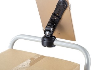 サンワサプライ、丸パイプに取り付けできるタブレット用フレキシブルアームを発売