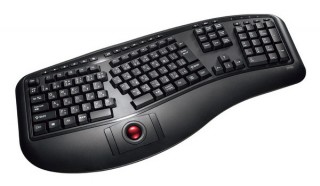 サンワサプライ、トラックボールも搭載したエルゴノミクス形状の無線キーボード「SKB-ERG6BK」