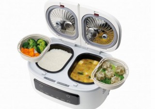 炊飯器とおかず調理器をひとつにまとめて一度に最大4品作れる「ツインシェフ」