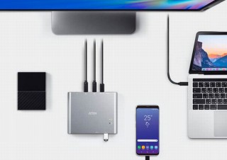 スマホとノートPCをつないでボタン一つで操作を切り替えられる「ドッキングスイッチ」