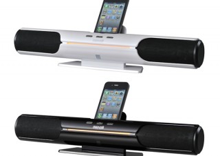 日立マクセル、円筒形スリムボディが特徴的なiPod/iPhone対応スピーカー