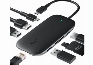 AUKEY、Type-Cポートを7つのポート・スロットに拡張する「8-in-1多機能USB Cハブ」発売