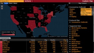 ブルームバーグ、新型コロナウイルス感染症に関するマッピングツールの提供を開始