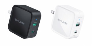 RAVPower、GaN採用で出力65WのPD対応USB Type-C/Type-A充電器を発売