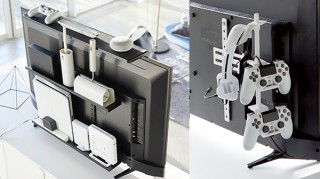 散らかりがちな周辺機器をテレビ裏に収納するスマートラック