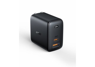 AUKEY、GaN採用で65W出力のUSB Type-C対応2ポート充電器を発売