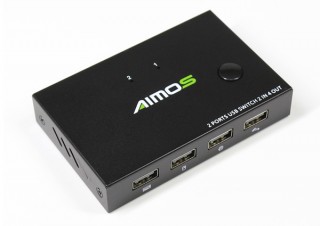 上海問屋、PC2台でUSB機器4台を共有できるメタル筐体のUSB2.0切替器を発売
